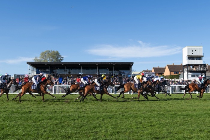 Hereford Racecourse racing past the grandstand