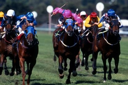 Horses Racing to Finish Line