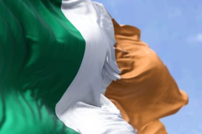Irish Flag Waving Close Up