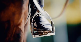 Boot of Jockey in Stirrups