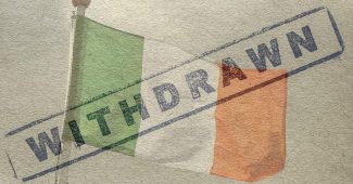 Withdrawn Stamp Over Irish Flag