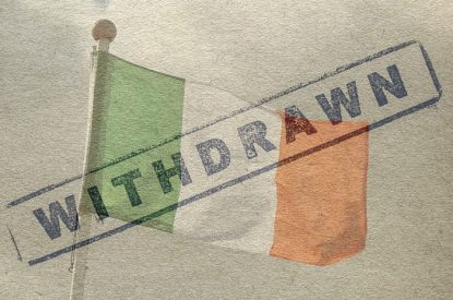 Withdrawn Stamp Over Irish Flag