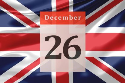 December 26th Calendar Page Against UK Flag