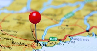 Red Pin in Cork on Map of Ireland