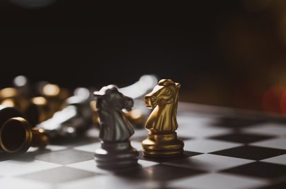 Gold and Silver Knights on Chessboard