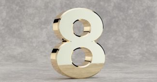 Gold 3D Number 8