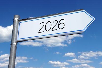 2026 Signpost Against Blue Sky