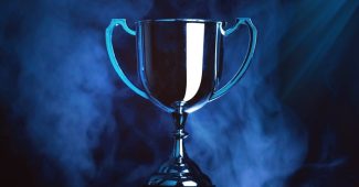 Silver Trophy Under Spotlights