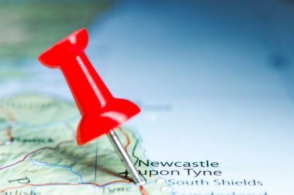 Red Pin in Newcastle on Map