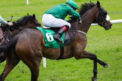 Horse Number 6 and Jockey with Green Silks
