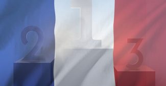 French Flag Against Paper Cut Winner Podium