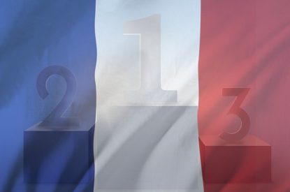French Flag Against Paper Cut Winner Podium