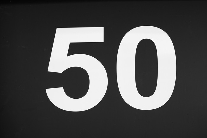 Number 50 Against Black Background